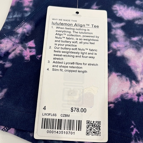 Lululemon Align Tee Navy & Pink Tie Dye 4 - Picture 4 of 6